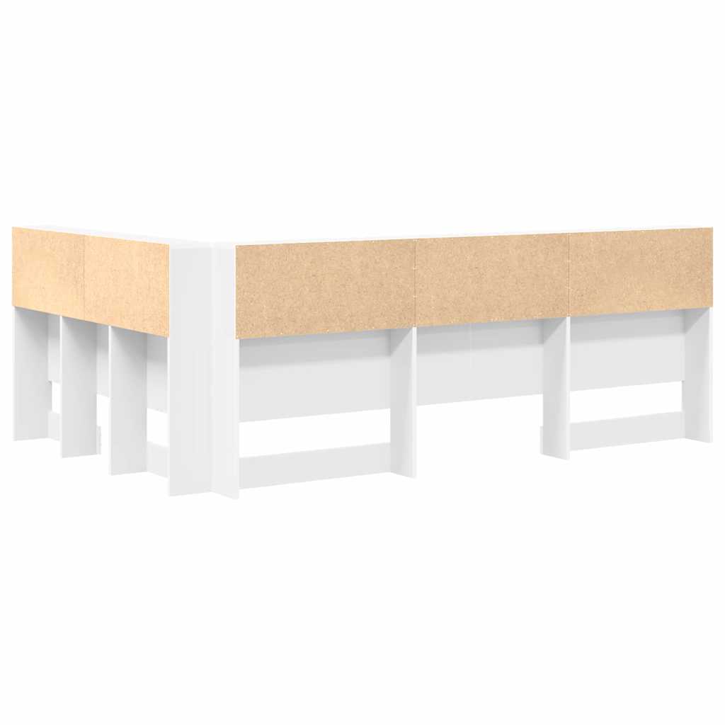 vidaXL Aufbewahrungskopfteil mit Regal Weiß 207,5 x 137,5 x 76,5 cm