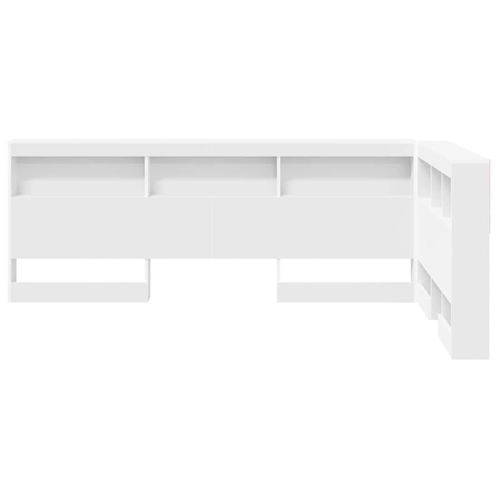 vidaXL Aufbewahrungskopfteil mit Regal Weiß 207,5 x 137,5 x 76,5 cm