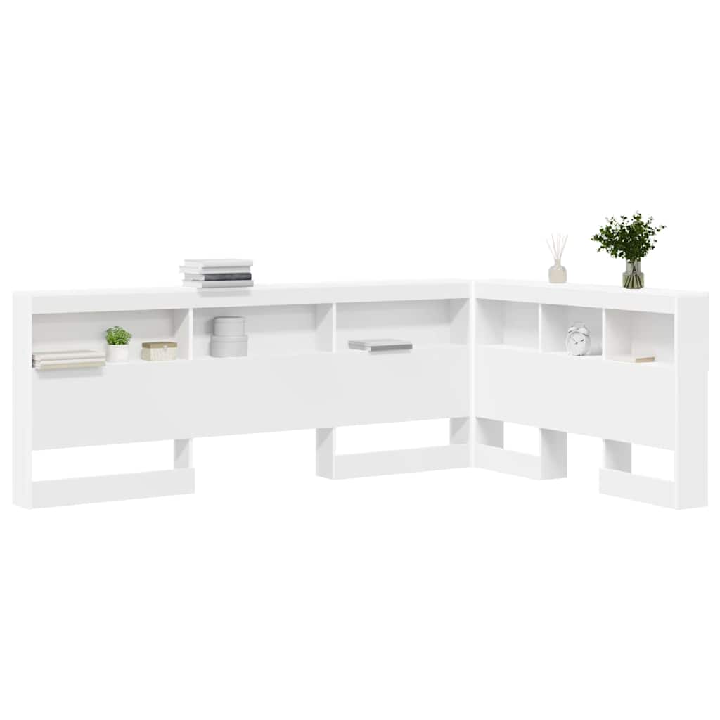 vidaXL Aufbewahrungskopfteil mit Regal Weiß 207,5 x 137,5 x 76,5 cm