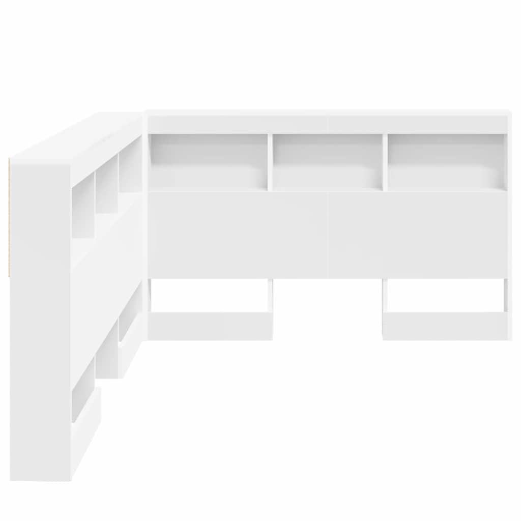 vidaXL Aufbewahrungskopfteil mit Regal Weiß 207,5 x 137,5 x 76,5 cm