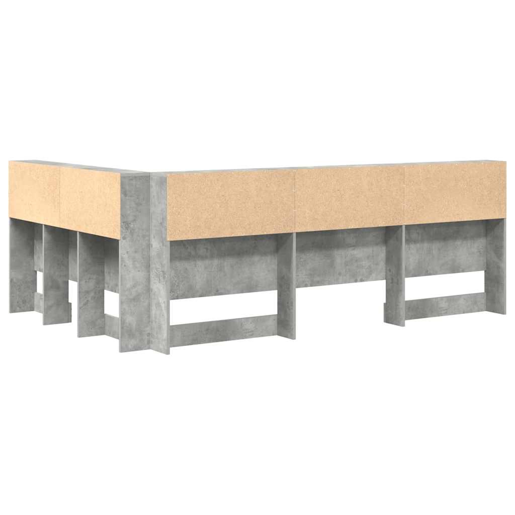 vidaXL Aufbewahrungskopfteil Beton Grau 207,5 x 137,5 x 76,5 cm