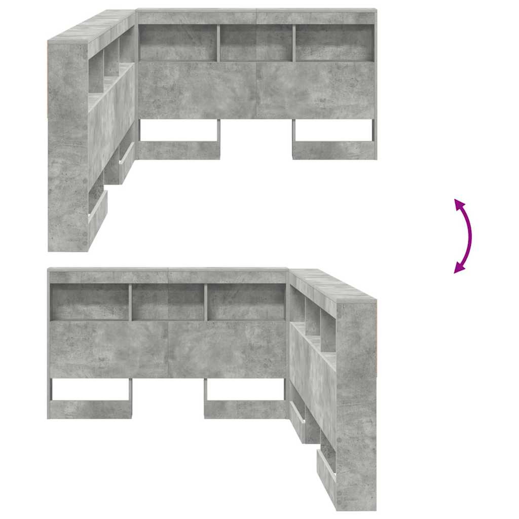 vidaXL Aufbewahrungskopfteil Beton Grau 207,5 x 137,5 x 76,5 cm