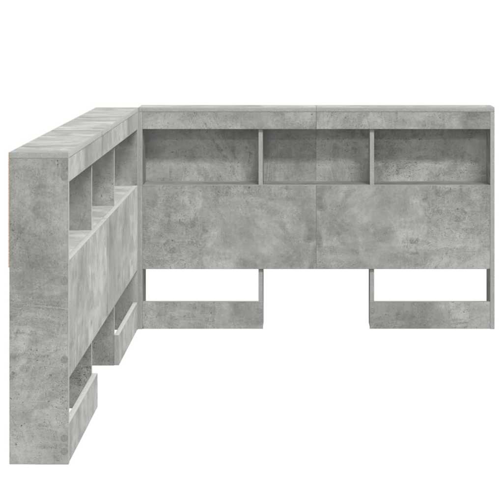 vidaXL Aufbewahrungskopfteil Beton Grau 207,5 x 137,5 x 76,5 cm