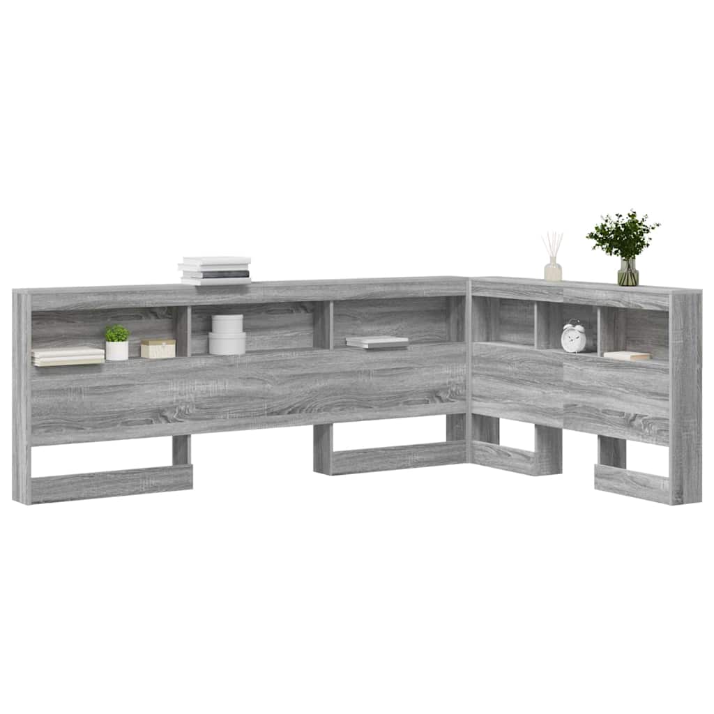 vidaXL Aufbewahrungskopfteil Graues Sonoma 207,5 x 137,5 x 76,5 cm