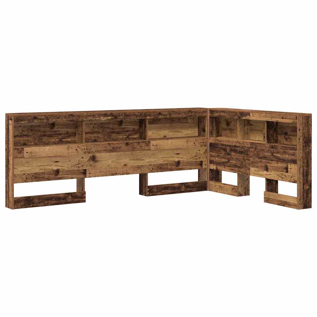 vidaXL Aufbewahrungskopfteil mit Regal Altholz 207,5 x 137,5 x 76,5 cm
