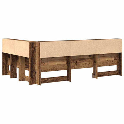 vidaXL Aufbewahrungskopfteil mit Regal Altholz 207,5 x 137,5 x 76,5 cm