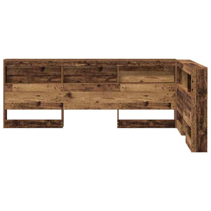 vidaXL Aufbewahrungskopfteil mit Regal Altholz 207,5 x 137,5 x 76,5 cm