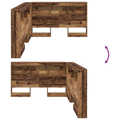 vidaXL Aufbewahrungskopfteil mit Regal Altholz 207,5 x 137,5 x 76,5 cm