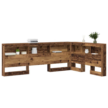 vidaXL Aufbewahrungskopfteil mit Regal Altholz 207,5 x 137,5 x 76,5 cm