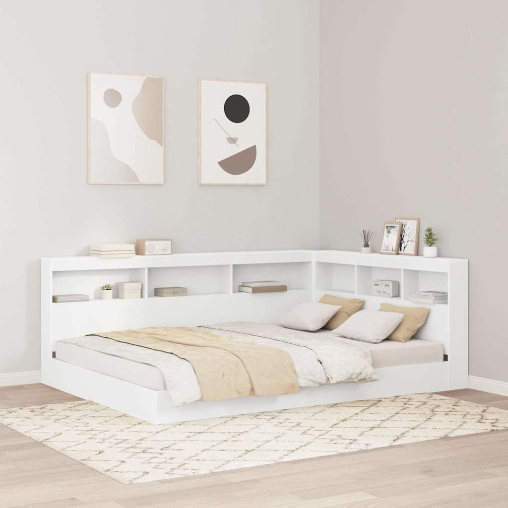 vidaXL Aufbewahrungskopfteil mit Regal Weiß 140 cm Holzwerkstoff