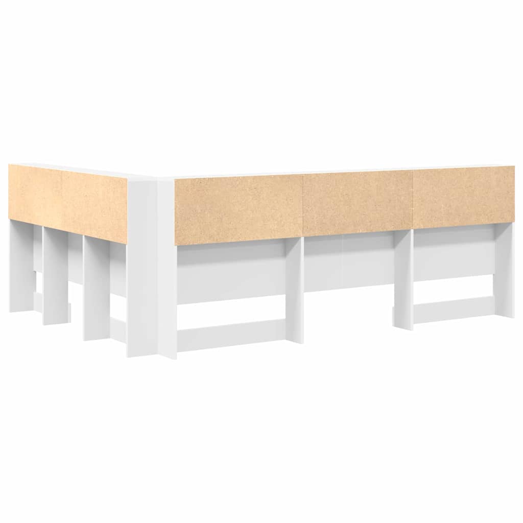 vidaXL Aufbewahrungskopfteil mit Regal Weiß 140 cm Holzwerkstoff