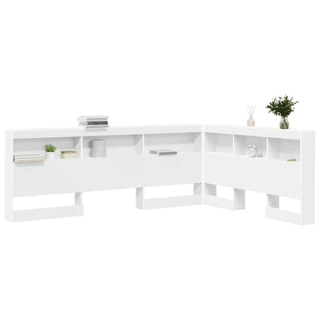 vidaXL Aufbewahrungskopfteil mit Regal Weiß 140 cm Holzwerkstoff