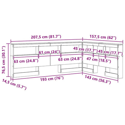 vidaXL Aufbewahrungskopfteil Graues Sonoma 140 cm Holzwerkstoff