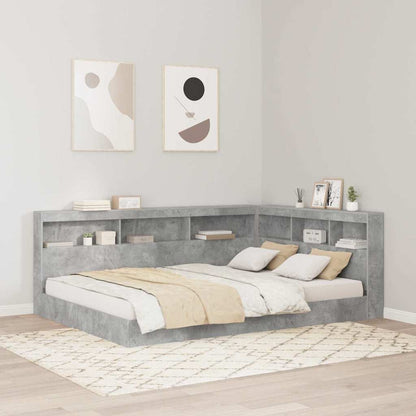 vidaXL Aufbewahrungskopfteil mit Regal Beton Grau 135 cm Holzwerkstoff