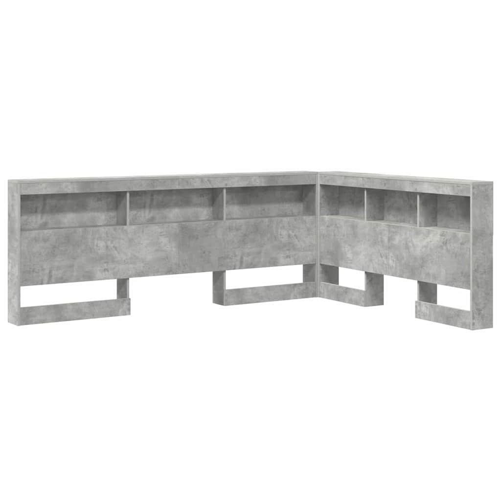 vidaXL Aufbewahrungskopfteil mit Regal Beton Grau 135 cm Holzwerkstoff