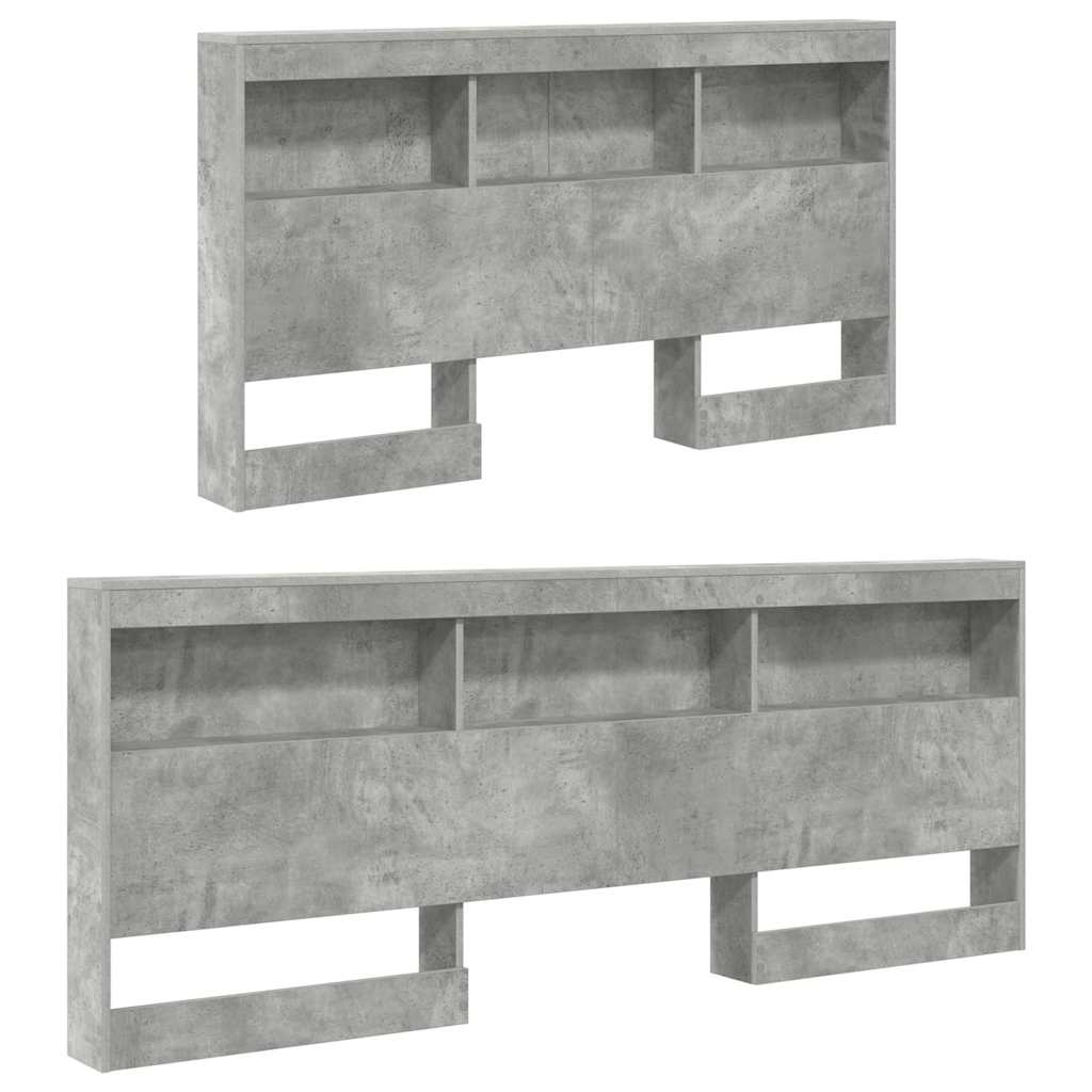 vidaXL Aufbewahrungskopfteil mit Regal Beton Grau 135 cm Holzwerkstoff