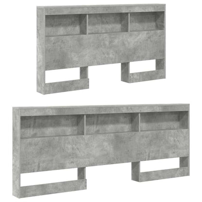 vidaXL Aufbewahrungskopfteil mit Regal Beton Grau 135 cm Holzwerkstoff
