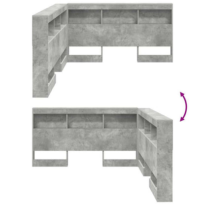 vidaXL Aufbewahrungskopfteil mit Regal Beton Grau 135 cm Holzwerkstoff