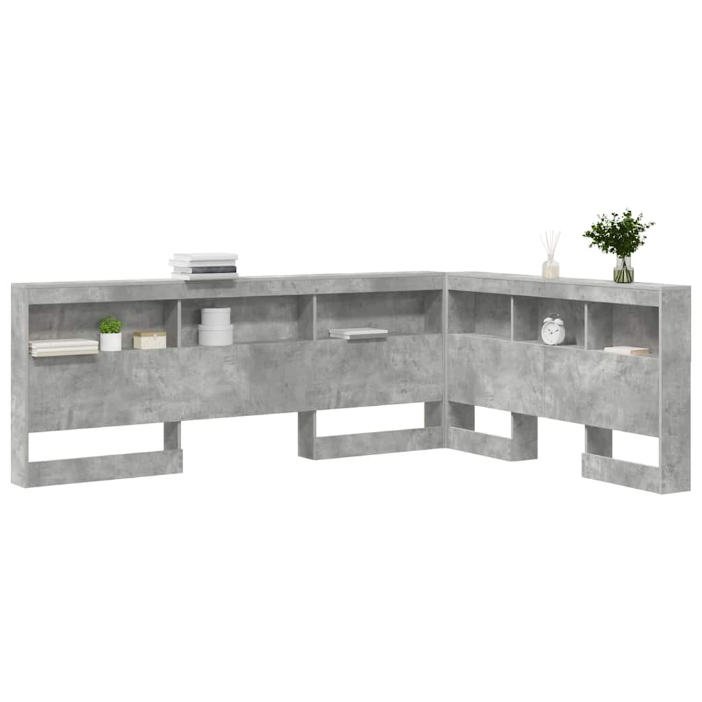 vidaXL Aufbewahrungskopfteil mit Regal Beton Grau 135 cm Holzwerkstoff