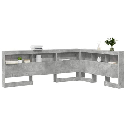 vidaXL Aufbewahrungskopfteil mit Regal Beton Grau 135 cm Holzwerkstoff