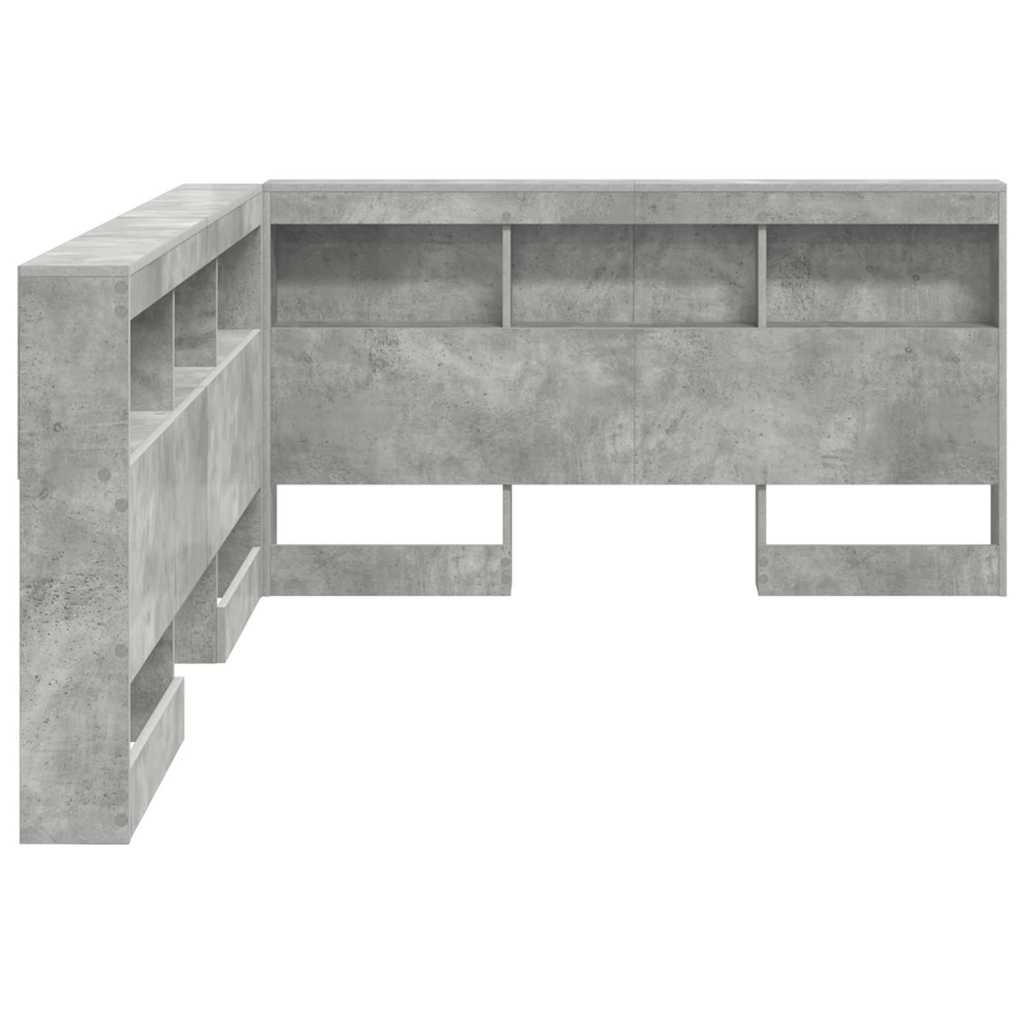 vidaXL Aufbewahrungskopfteil mit Regal Beton Grau 135 cm Holzwerkstoff