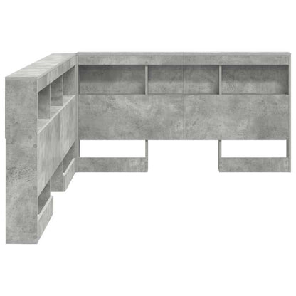 vidaXL Aufbewahrungskopfteil mit Regal Beton Grau 135 cm Holzwerkstoff