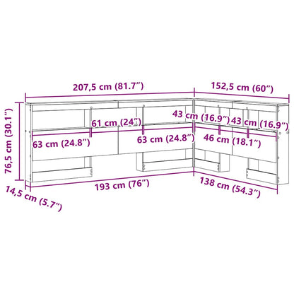 vidaXL Aufbewahrungskopfteil Geräucherte Eiche 135 cm Holzwerkstoff