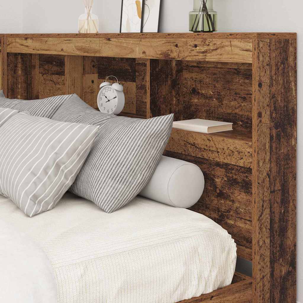 vidaXL Aufbewahrungskopfteil mit Regal Altholz 135 cm Holzwerkstoff