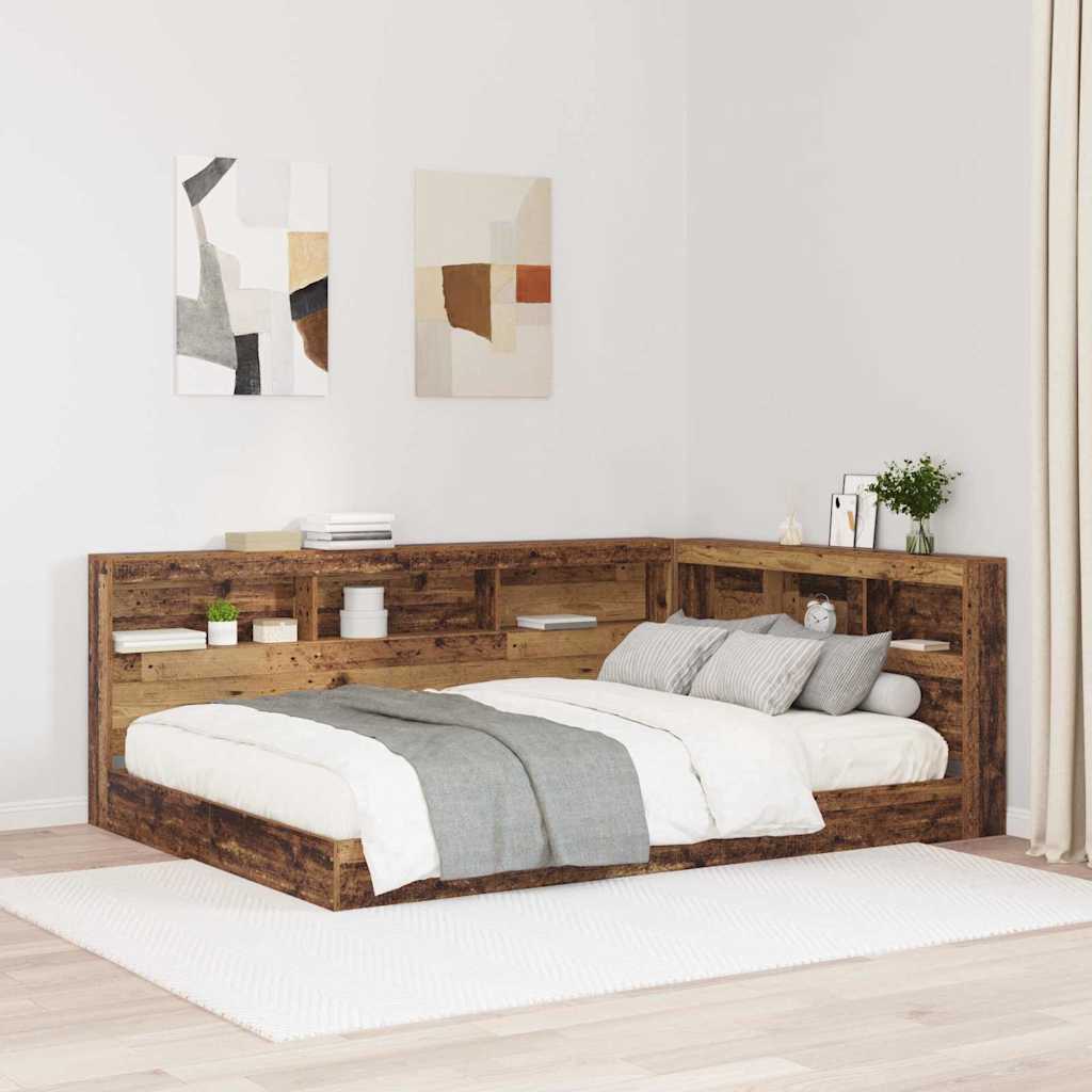 vidaXL Aufbewahrungskopfteil mit Regal Altholz 135 cm Holzwerkstoff