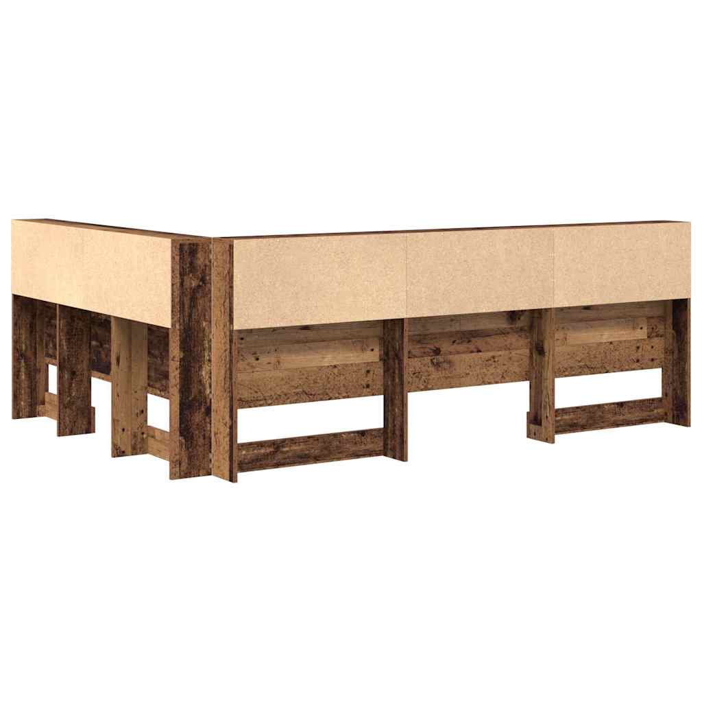 vidaXL Aufbewahrungskopfteil mit Regal Altholz 135 cm Holzwerkstoff