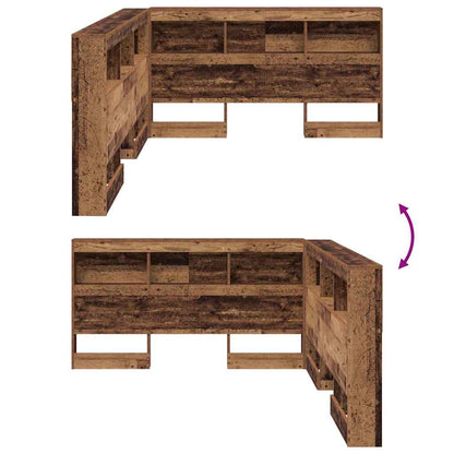 vidaXL Aufbewahrungskopfteil mit Regal Altholz 135 cm Holzwerkstoff
