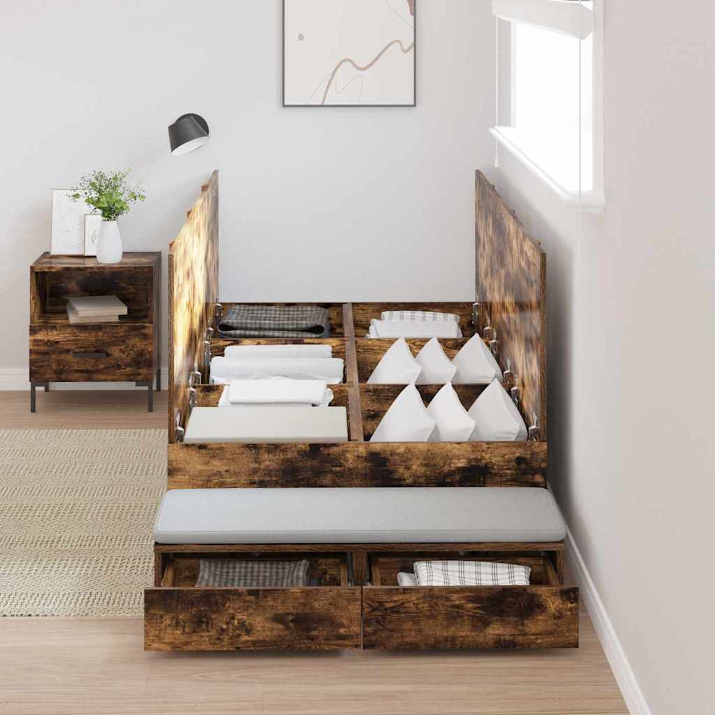 Aufbewahrungsbettgestell Geräucherte Eiche 100 cm Holzwerkstoff