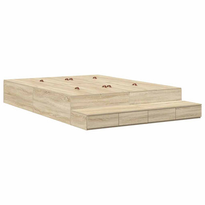 Aufbewahrungsbettgestell Sonoma-Eiche 140 cm Holzwerkstoff