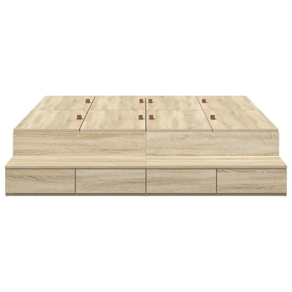 Aufbewahrungsbettgestell Sonoma-Eiche 140 cm Holzwerkstoff