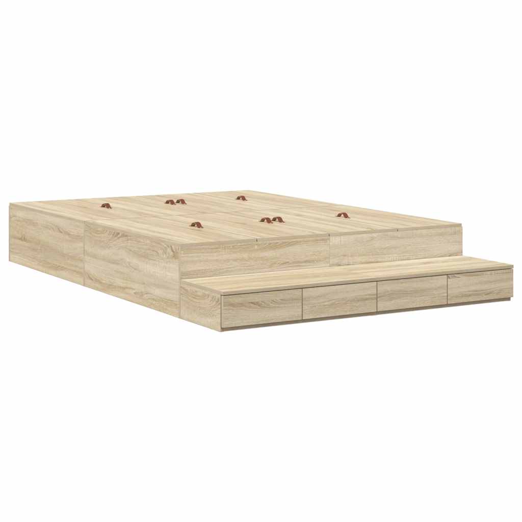 Aufbewahrungsbettgestell Sonoma-Eiche 160 cm Holzwerkstoff
