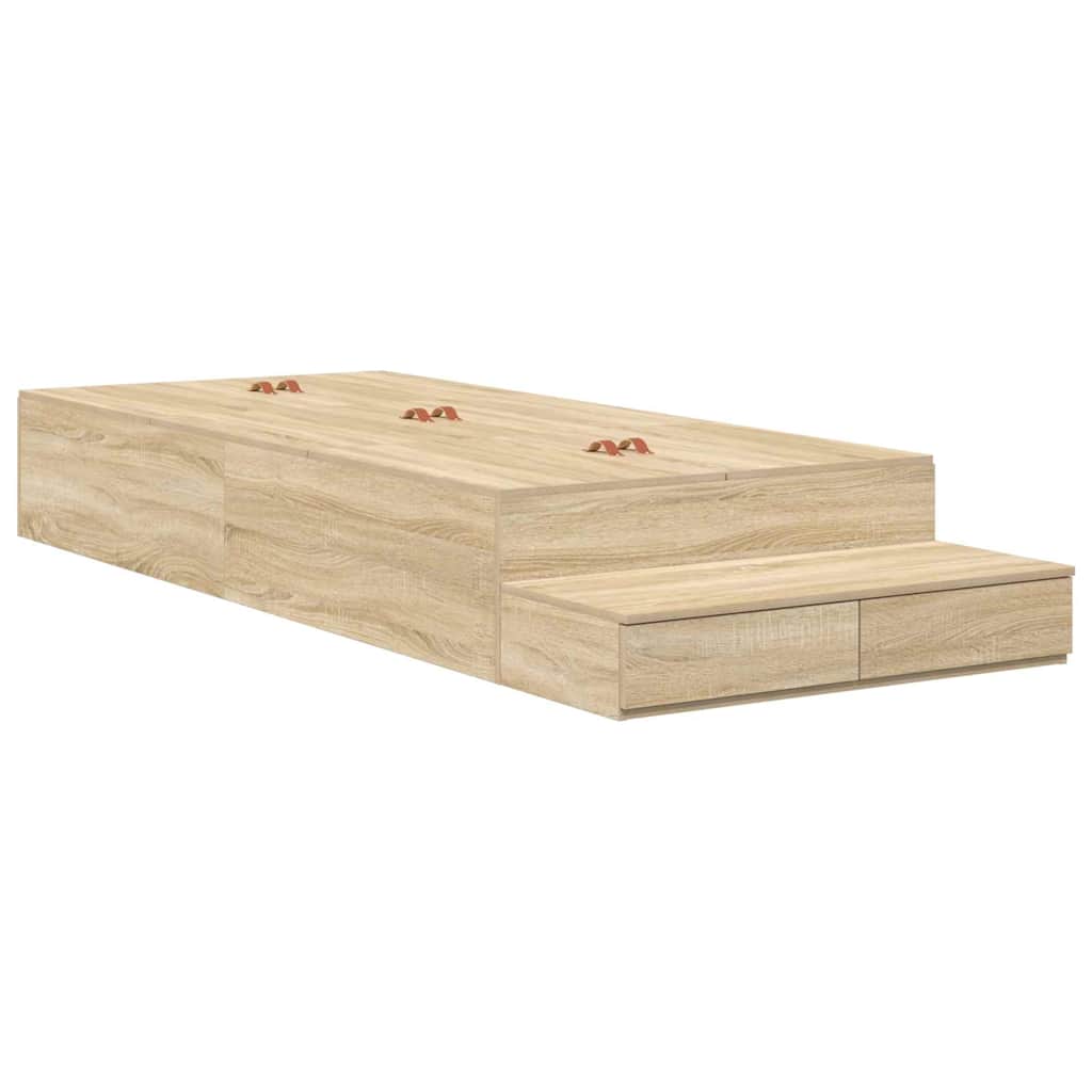 Aufbewahrungsbettgestell Sonoma-Eiche 90 cm Holzwerkstoff