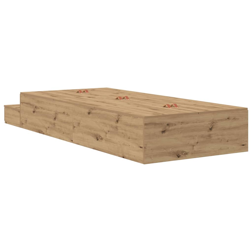 vidaXL Aufbewahrungsbettgestell Artisan-Eiche 90 cm Holzwerkstoff