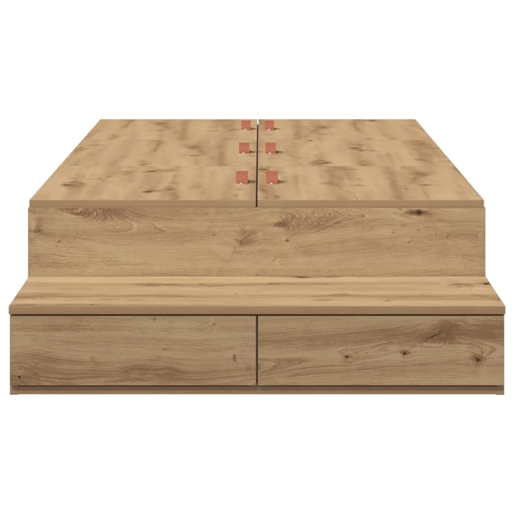vidaXL Aufbewahrungsbettgestell Artisan-Eiche 90 cm Holzwerkstoff