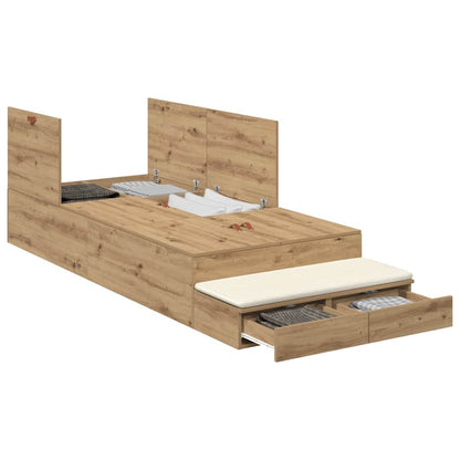 vidaXL Aufbewahrungsbettgestell Artisan-Eiche 90 cm Holzwerkstoff