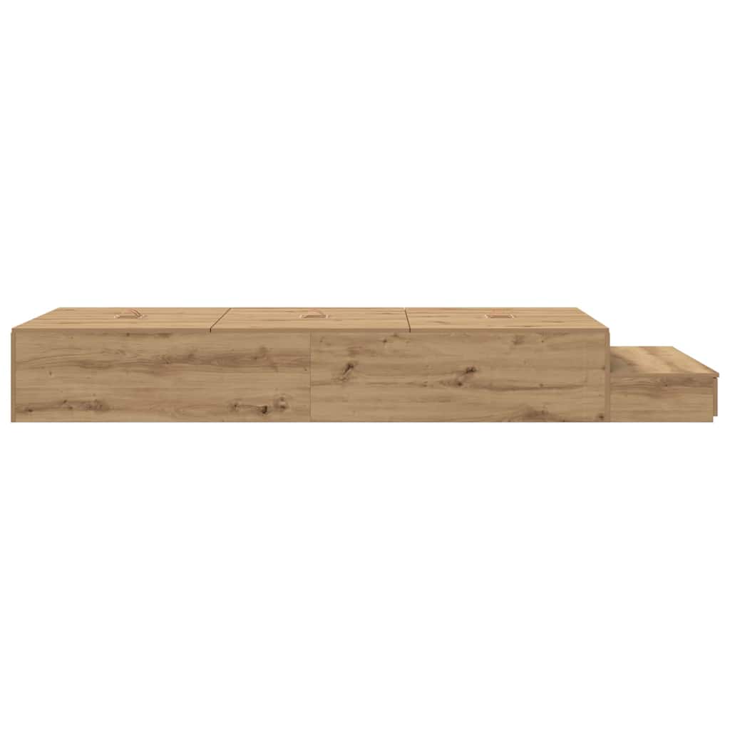 vidaXL Aufbewahrungsbettgestell Artisan-Eiche 90 cm Holzwerkstoff