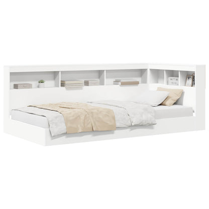 vidaXL Lit bibliothèque avec tête de lit Blanc 90 x 200 cm Bois d'ingénierie