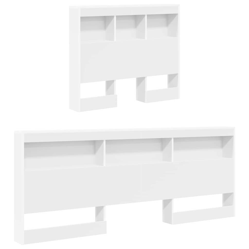 vidaXL Lit bibliothèque avec tête de lit Blanc 90 x 200 cm Bois d'ingénierie