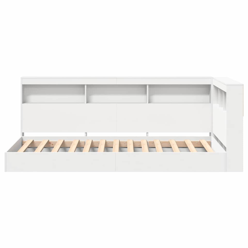 vidaXL Lit bibliothèque avec tête de lit Blanc 90 x 200 cm Bois d'ingénierie