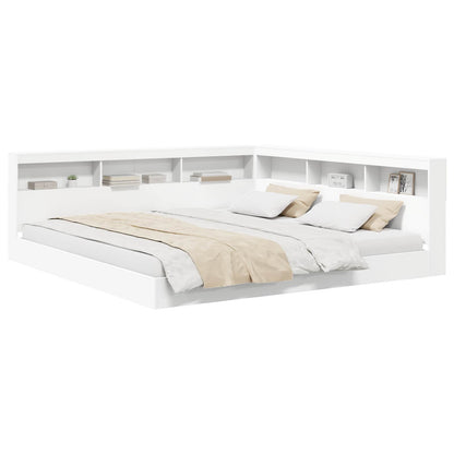 vidaXL Bücherregal-Bett mit Kopfteil Weiß 200 x 200 cm Holzwerkstoff