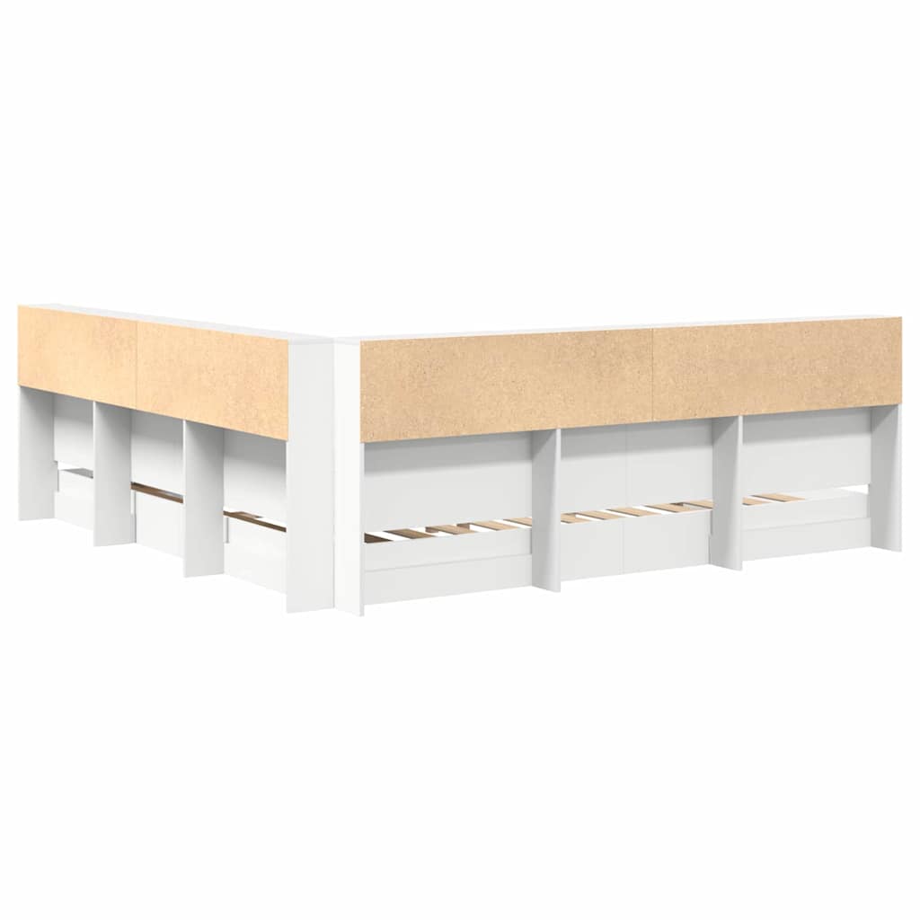 vidaXL Bücherregal-Bett mit Kopfteil Weiß 200 x 200 cm Holzwerkstoff