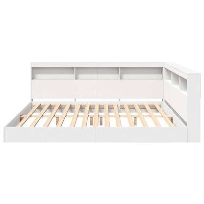 vidaXL Bücherregal-Bett mit Kopfteil Weiß 200 x 200 cm Holzwerkstoff