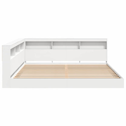 vidaXL Bücherregal-Bett mit Kopfteil Weiß 200 x 200 cm Holzwerkstoff