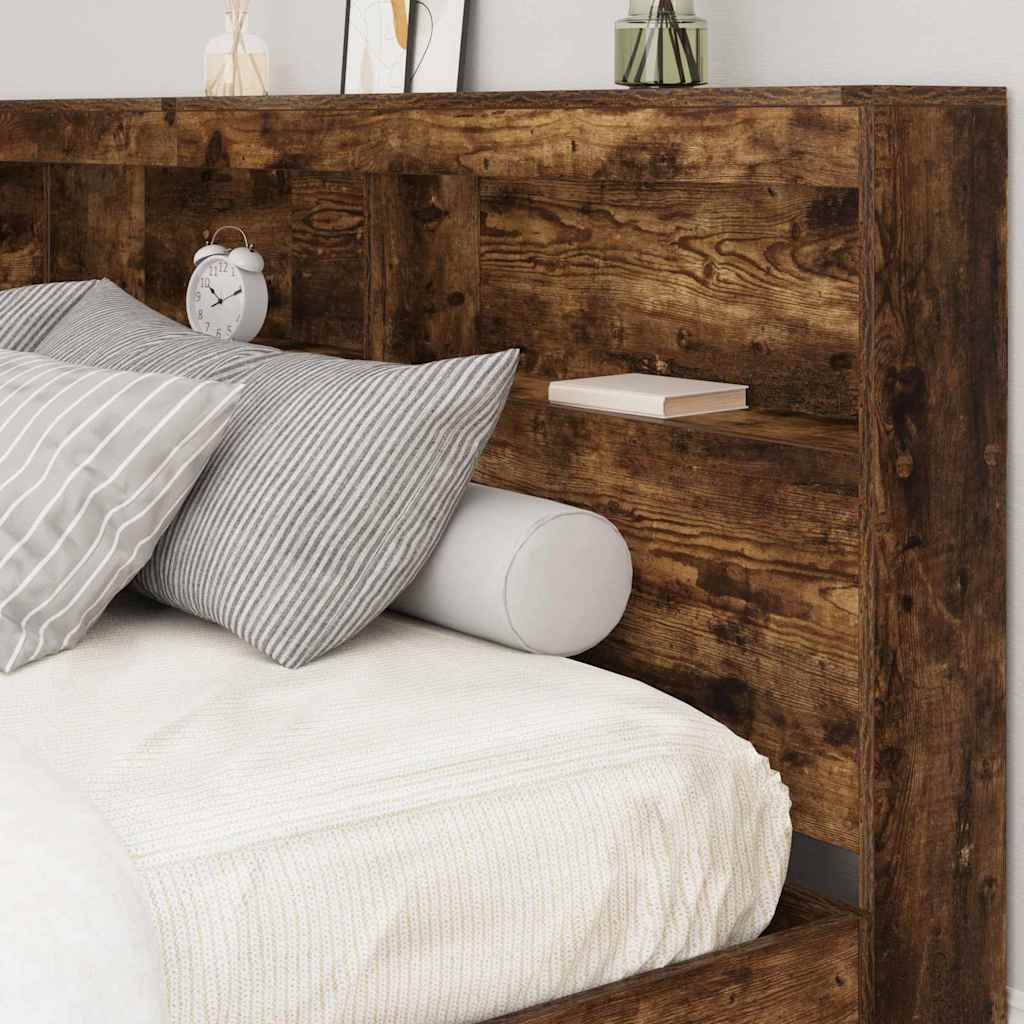 vidaXL Bücherregal-Bett Räuchereiche 180 x 200 cm Holzwerkstoff