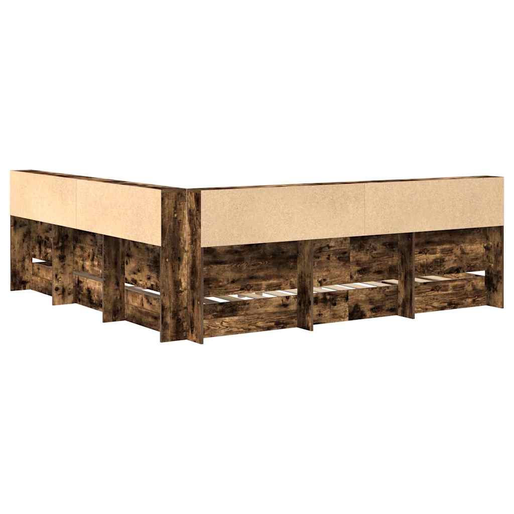 vidaXL Bücherregal-Bett Räuchereiche 180 x 200 cm Holzwerkstoff