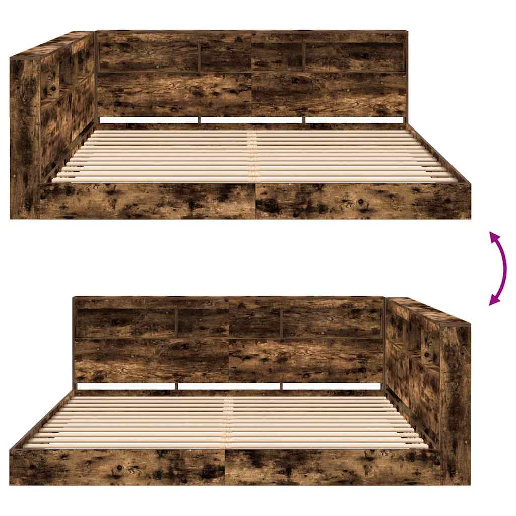 vidaXL Bücherregal-Bett Räuchereiche 180 x 200 cm Holzwerkstoff